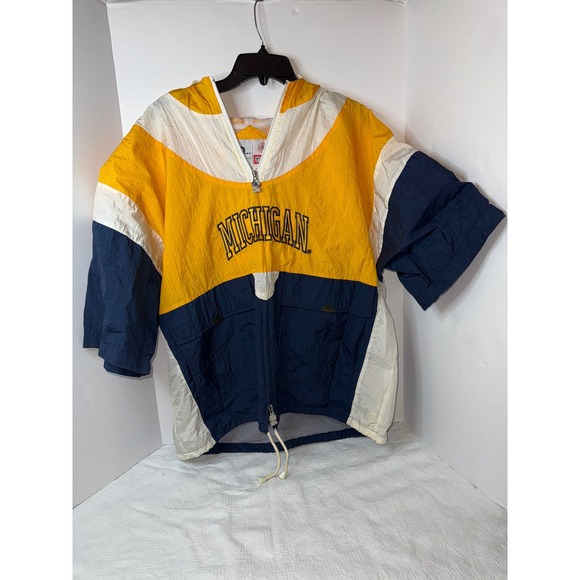 Vintage Michigan Wolverines Windbreaker Pullover Jacket Collegiate NCAA Conic - Picture 1 of 4